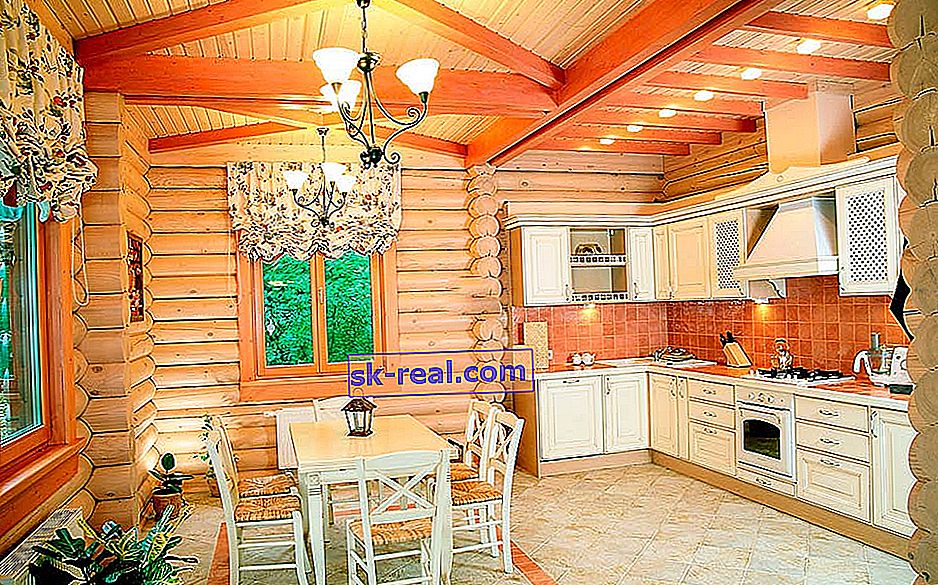 Интериорен дизайн на кухня в дървена къща